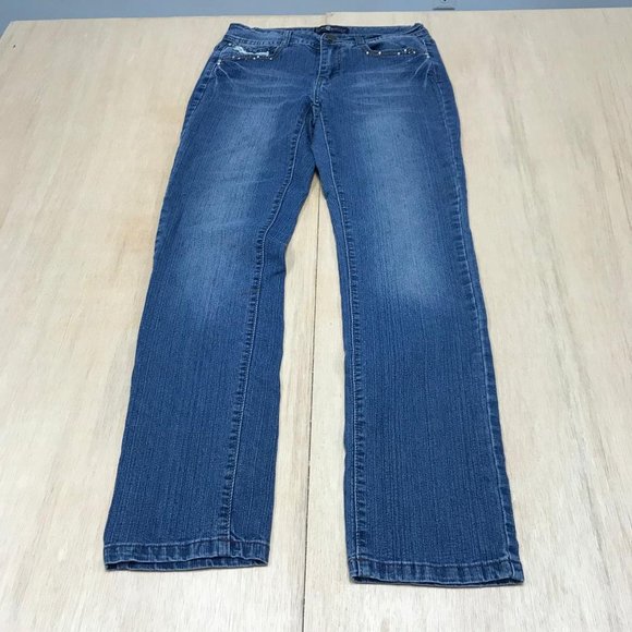 blue identity straight leg jeans women blue size 4p - Picture 1 of 4